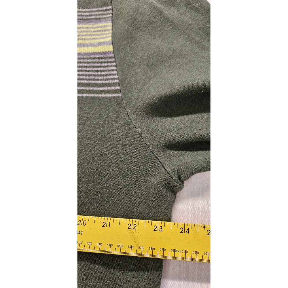 Banana Republic Mens XXL Olive Green Striped Mock Neck 4-Button Pullover Shirt
